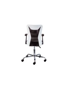 Poltroncina ufficio bianca con braccioli e ruote, 55x54,5x85-95 cm